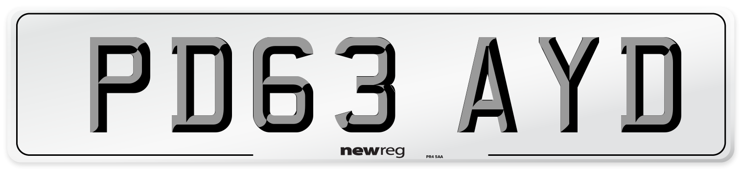 PD63 AYD Number Plate from New Reg